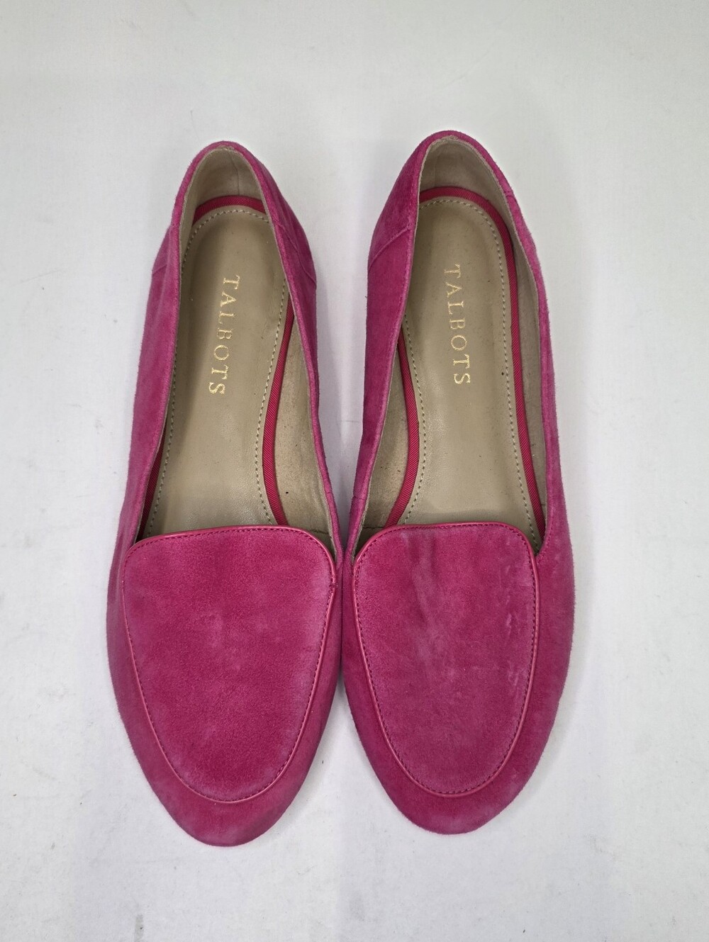 Talbots Hot Pink Suede Ryan Loafers Flats Slip On Shoes Sz 7.5M Barbie Bright
